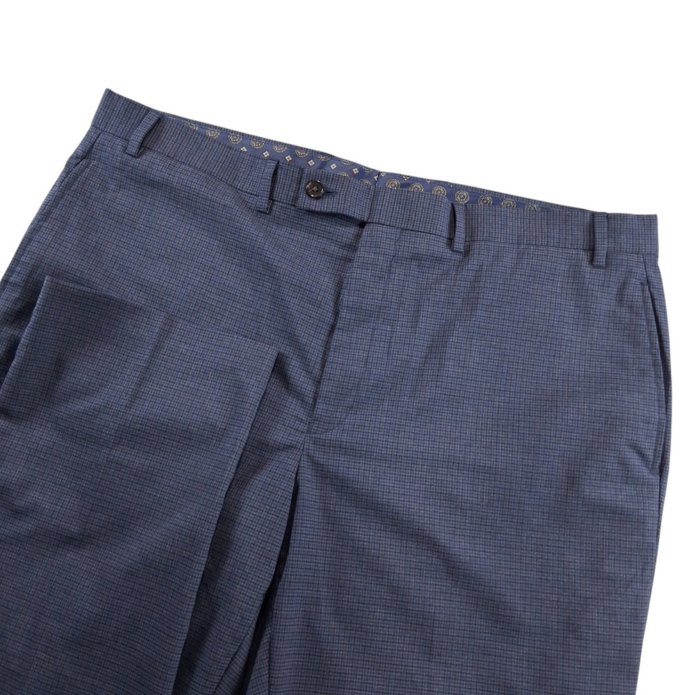 Ralph Lauren Dress‎ Pants Mens 40x32 Blue Micro Check Stretch Black Label